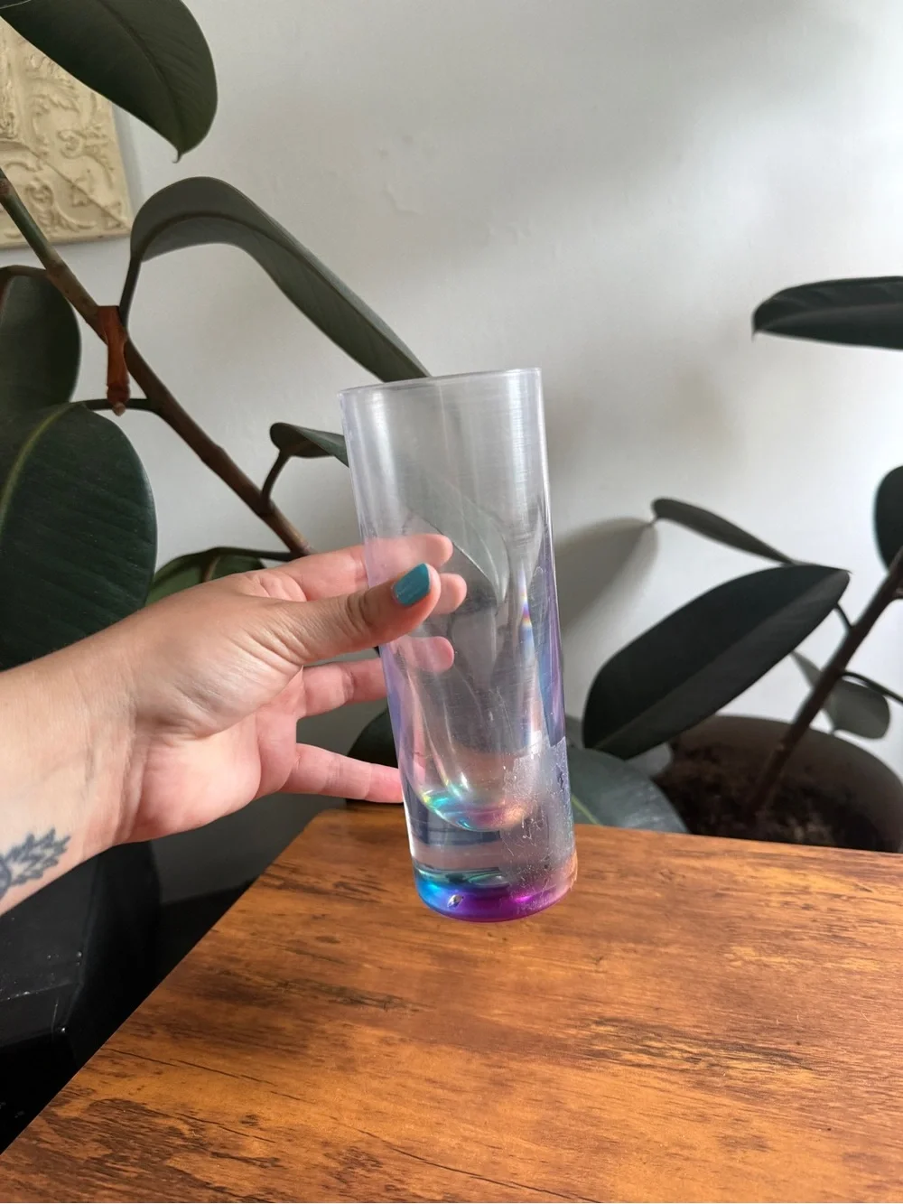 Iridescent Tall Glass Tumbler - Purple/Blue Hues hard plastic